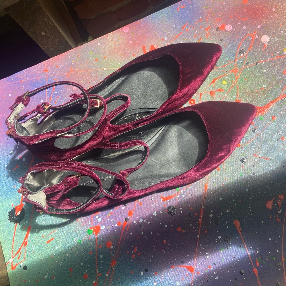 Banana Republic Maroon Velvet Pointed Toe Flats